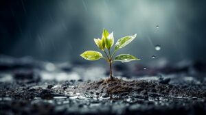 Small Plant Growing From Rock – Symbol Of Confidence And Inner Strength