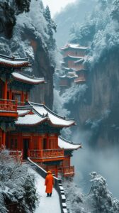 Wing Chun grading - a man walking towards the temple